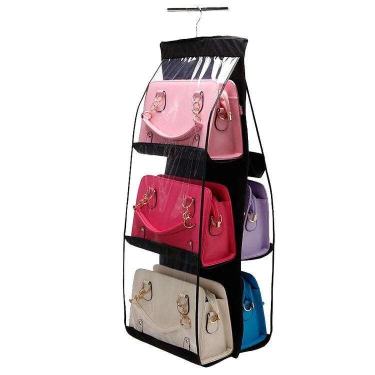 Подвесной органайзер для сумок. Органайзер для сумок hanging purse organizer. органайзер подвесной для сумок hanging organizer, 6 секций. tv-409 hanging purse organizer органайзер для сумок. хранение женских сумок.
