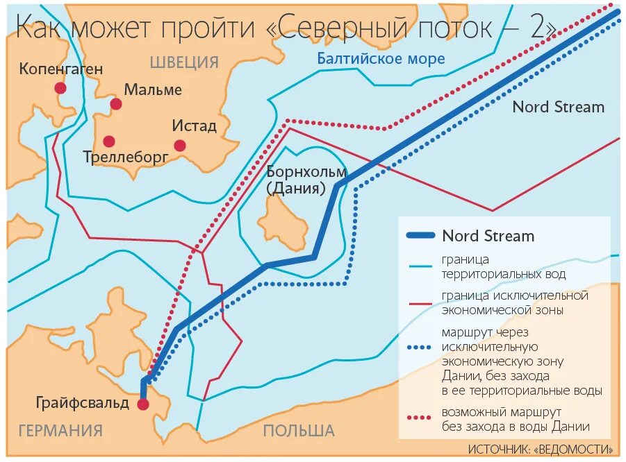 Границы территориальных вод в Балтийском море. Северный поток 2 на карте Дании. Карта Северного потока 2 с территориальными водами. Балтийское море Северный поток 2.