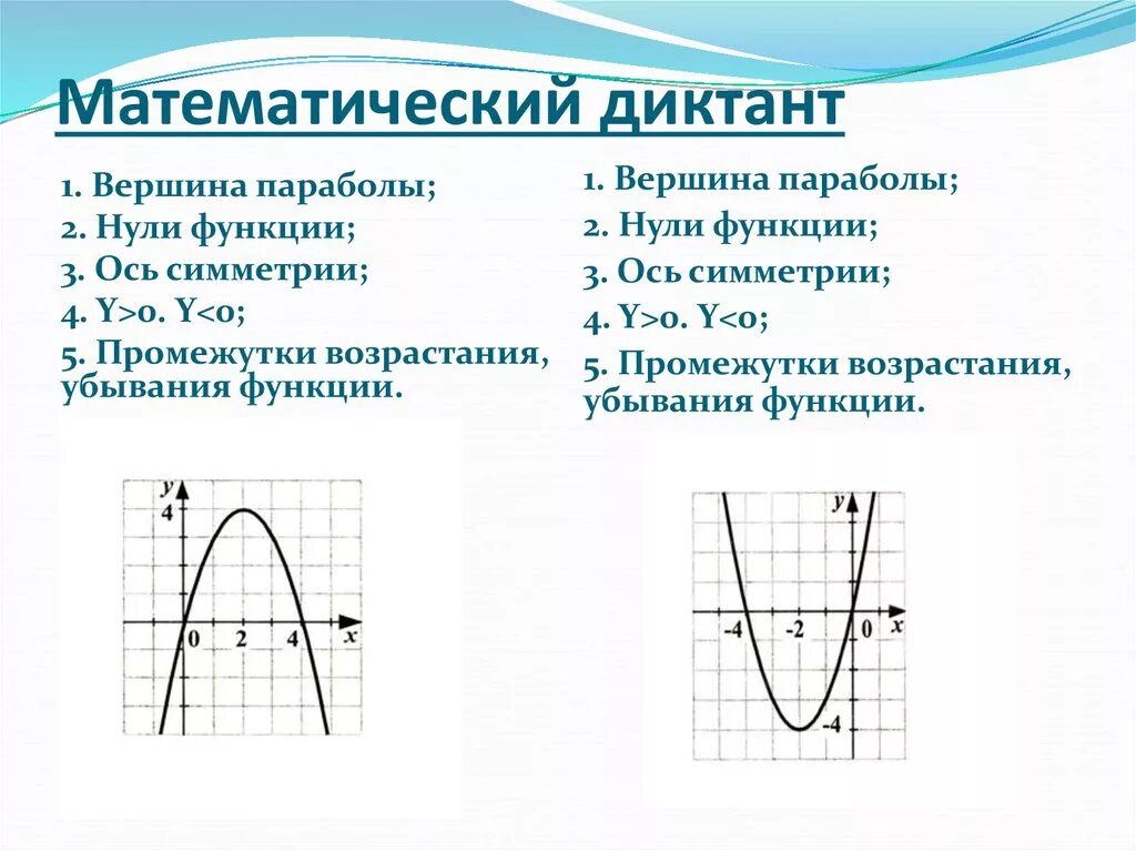 Как определить промежутки убывания функции по графику. Промежуток убывания квадратичной функции. Промежутки возрастания и убывания квадратичной функции. Промежуток возрастания функции на графике парабола.