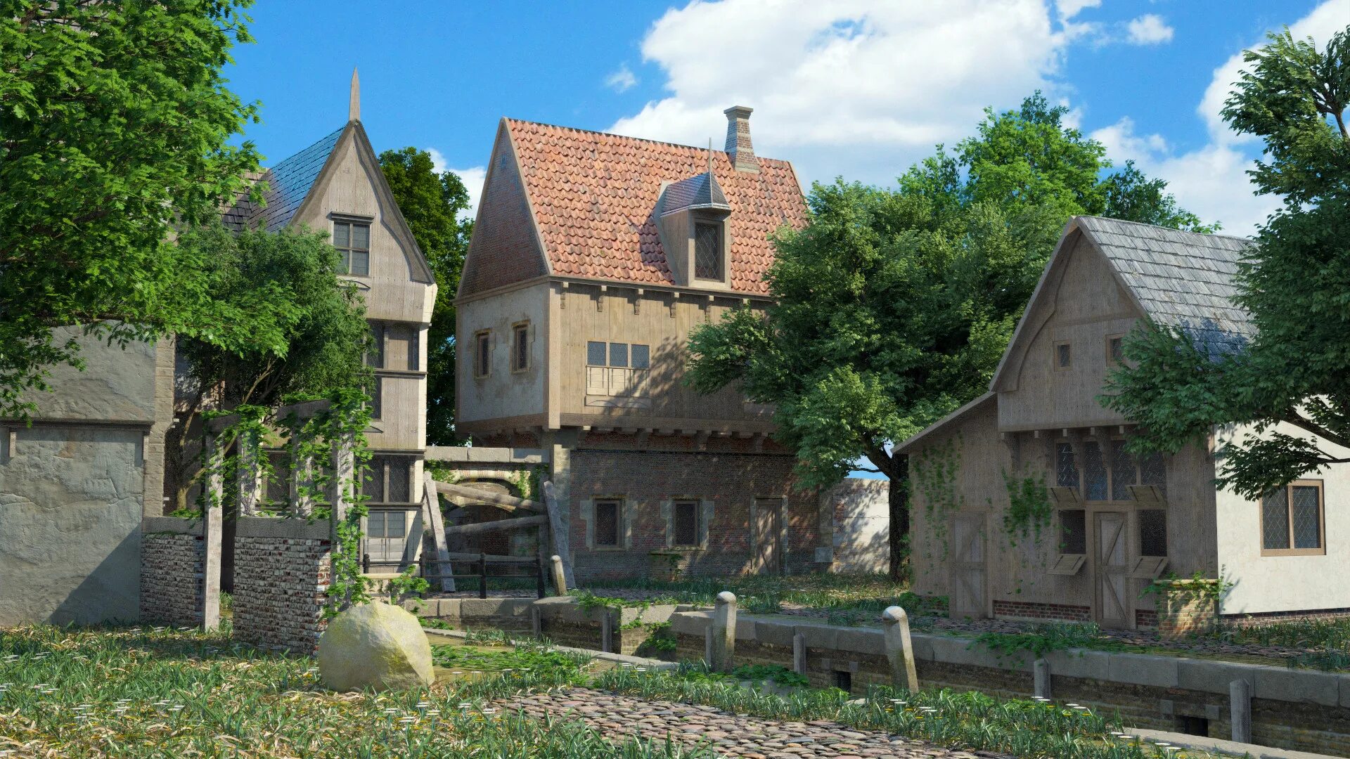 Abandoned old Miners Village. Village Canadian Style Home at autumn. Old Fishing Village Germany. Abandoned village