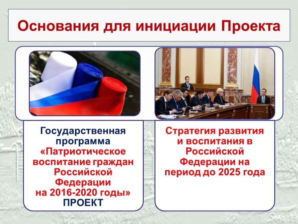 Проекта патриотическое воспитание граждан рф. Патриотическое воспитание граждан Российской Федерации. Программа патриотического воспитания граждан. Основания для инициации проекта. Проект патриотическое воспитание граждан РФ.