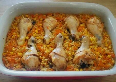 Рис с овощами голенью в духовке