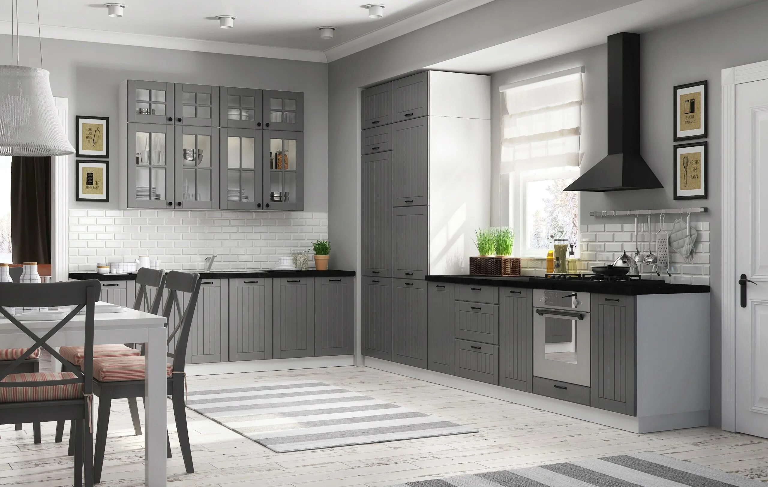 Фото кухня серый фасад. Серая кухня икеа. фасады ikea фактум.