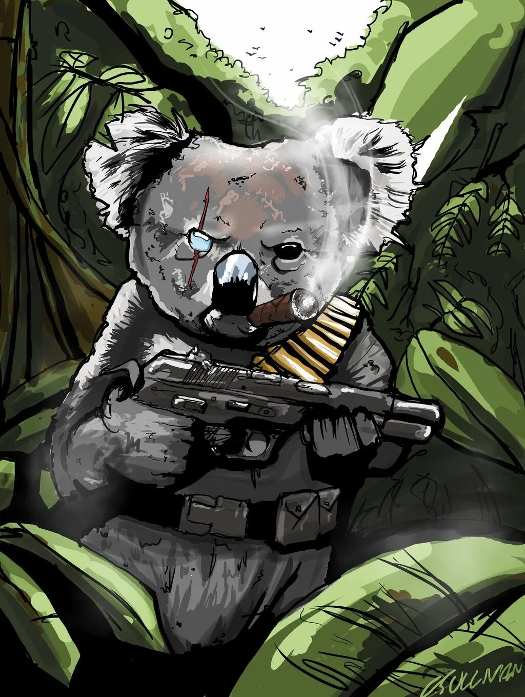 Коалом. Панда в военной форме. Панда с оружием. Панда с пистолетами. Панда с ружьем.