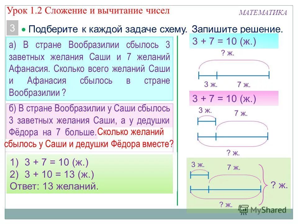 Чертеж к задачам 2 класс