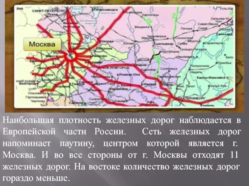 Железные дороги европейской части. Плотность железных дорог в европейской части. Железные дороги европейской части России. Плотность железнодорожных путей. Плотность железных дорог в России.