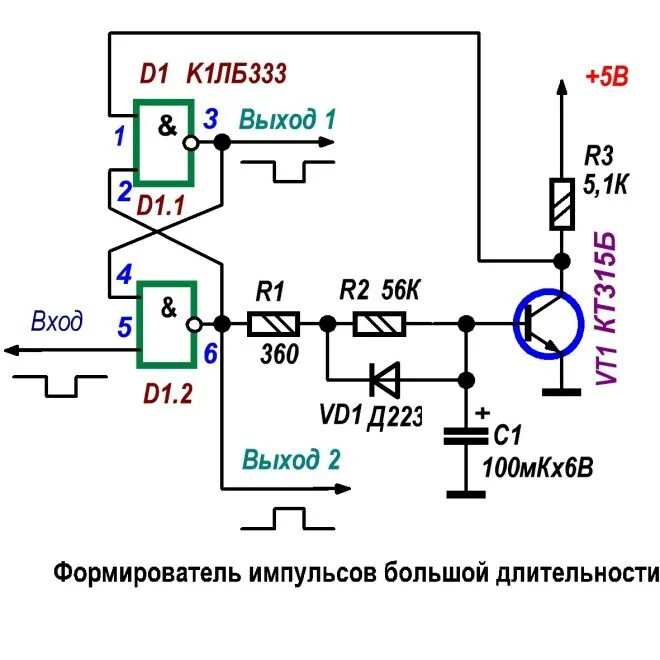 Генератор импульсов с регулировкой схема. Формирователь импульсов схема на транзисторах. формирователь прямоугольных импульсов схема. генератор одиночного импульса на транзисторах. генератор прямоугольных импульсов на транзисторах.