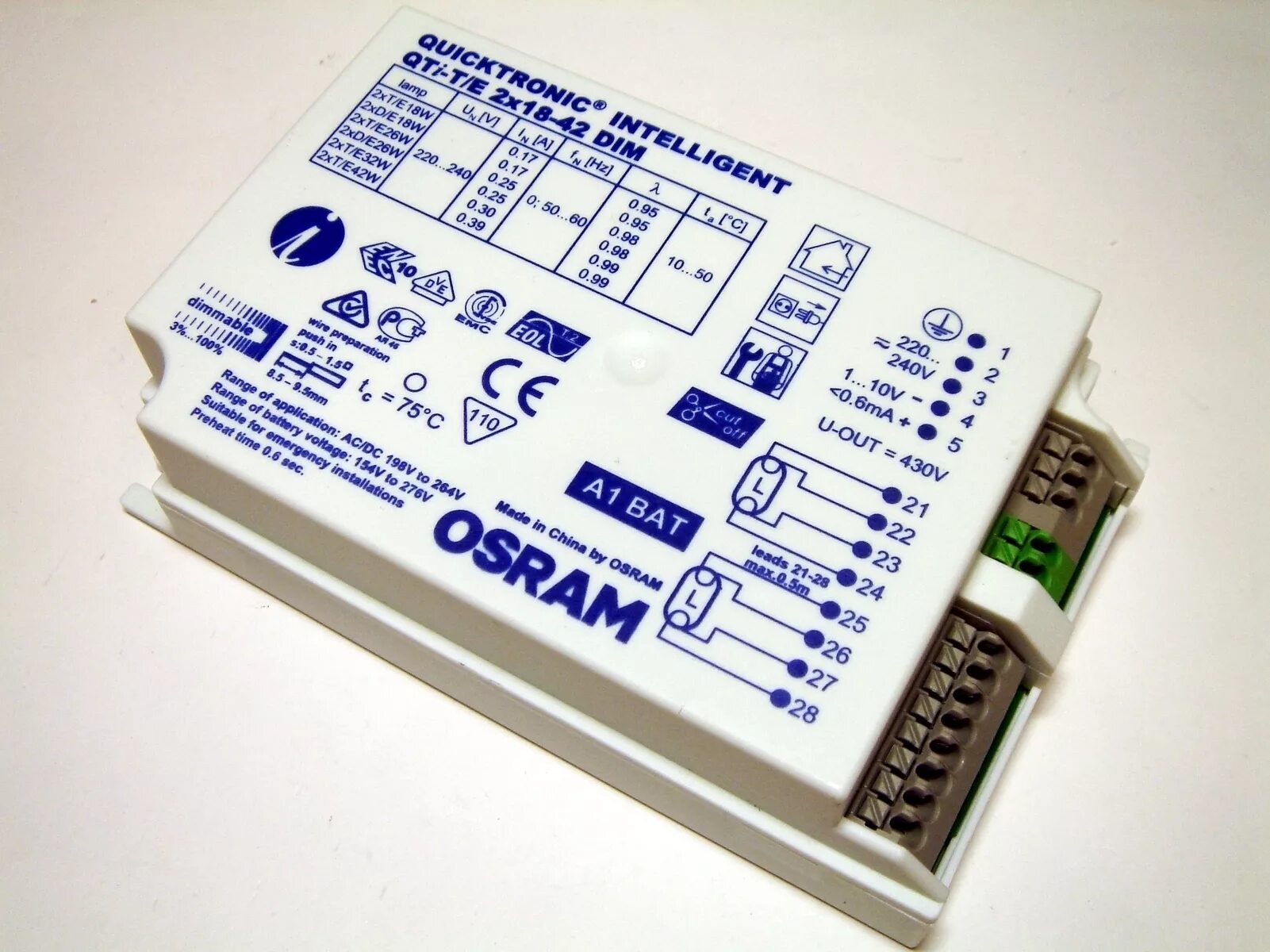 Дроссель 2x18 Вт. QTI-T/E 2x18-42/220-240 Dim vs20 Osram. Дроссель Osram Quicktronic qt 1x36 Dim. Osram ez-Tronic ez t/e 2x26/220-240.