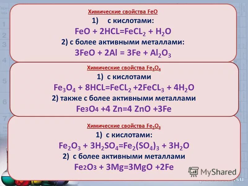 Fe al hcl. Feo al2o3 уравнение реакции. химические свойства fe. взаимодействие железа с hcl. химические свойства fe +3.