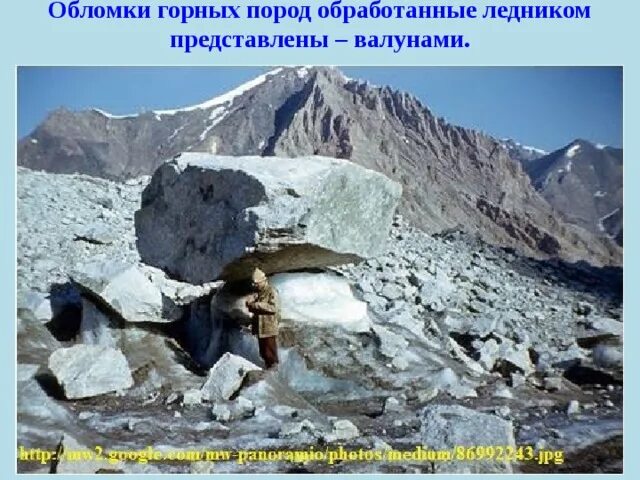 Обломки горных пород. Горные породы ледник. Падение обломков горных пород. Переносимые ледником горные породы это
