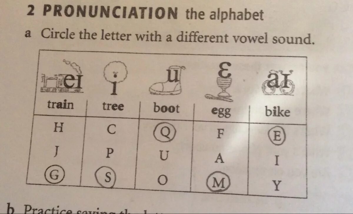 Circle the Letter with a different Vowel Sound Train Tree Egg Boot. Different Vowel Sound.. Circle the Letter with a different Sound. Circle the Word with a different Sound. Listen and write the letter