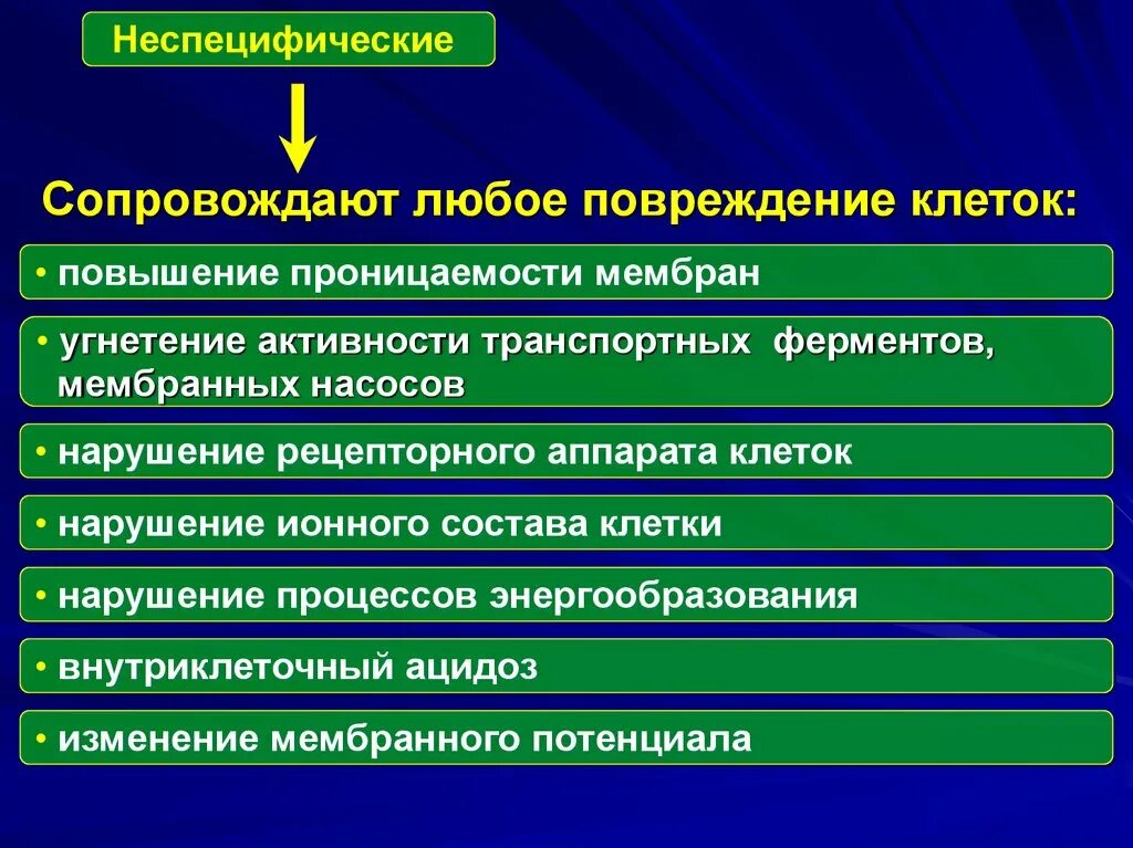 Специфические формы повреждения клетки. Неспецифические механизмы повреждения клетки. Неспецифические механизмы повреждения клетки патофизиология. Специфические и неспецифические проявления повреждения клетки.