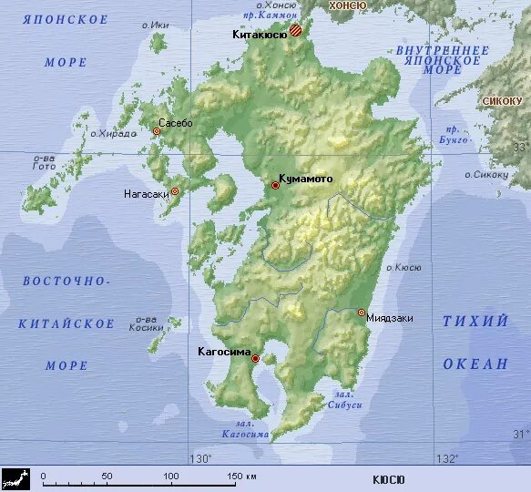 Остров Кюсю в Японии на карте. Остров Кюсю физическая карта. Остров Кюсю географическое положение. Кюсю Япония на карте. Японские острова на карте евразии