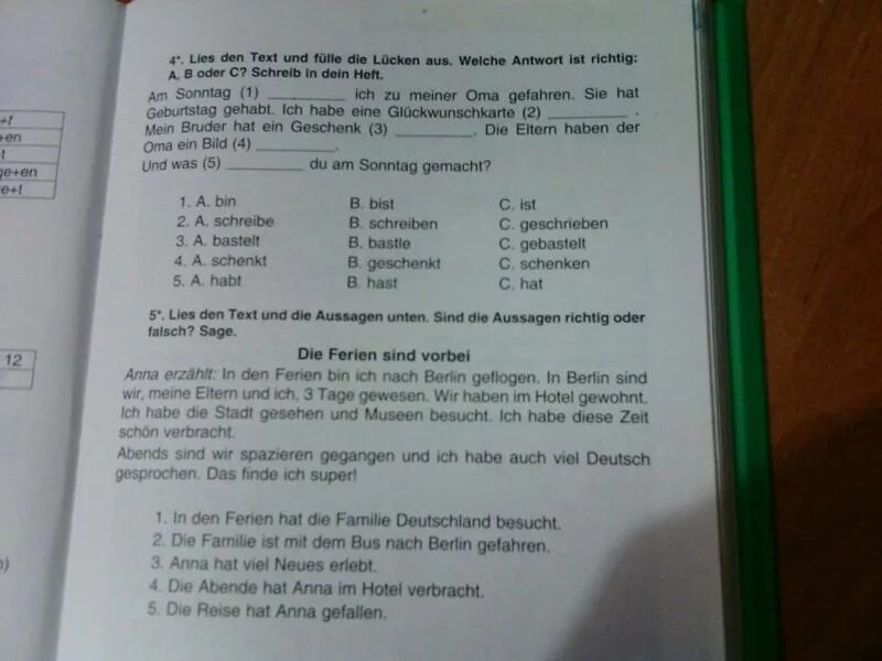 Was ist richtig. Задание richtig falsch по немецкому. Was ist richtig контрольная работа по немецкому. Ferien контрольная работа по немецкому. Дополнительные задания по немецкому 6 класс тема Ferien.