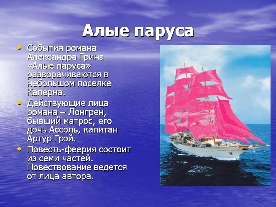 Краткий пересказ литературы алые паруса. Грин Алые паруса Каперна. А. Грин "Алые паруса".