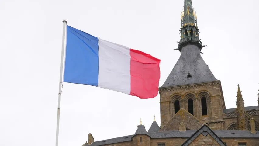 Cemetery filled with French Flags. Real french