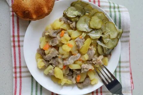 Куриные желудки с картошкой