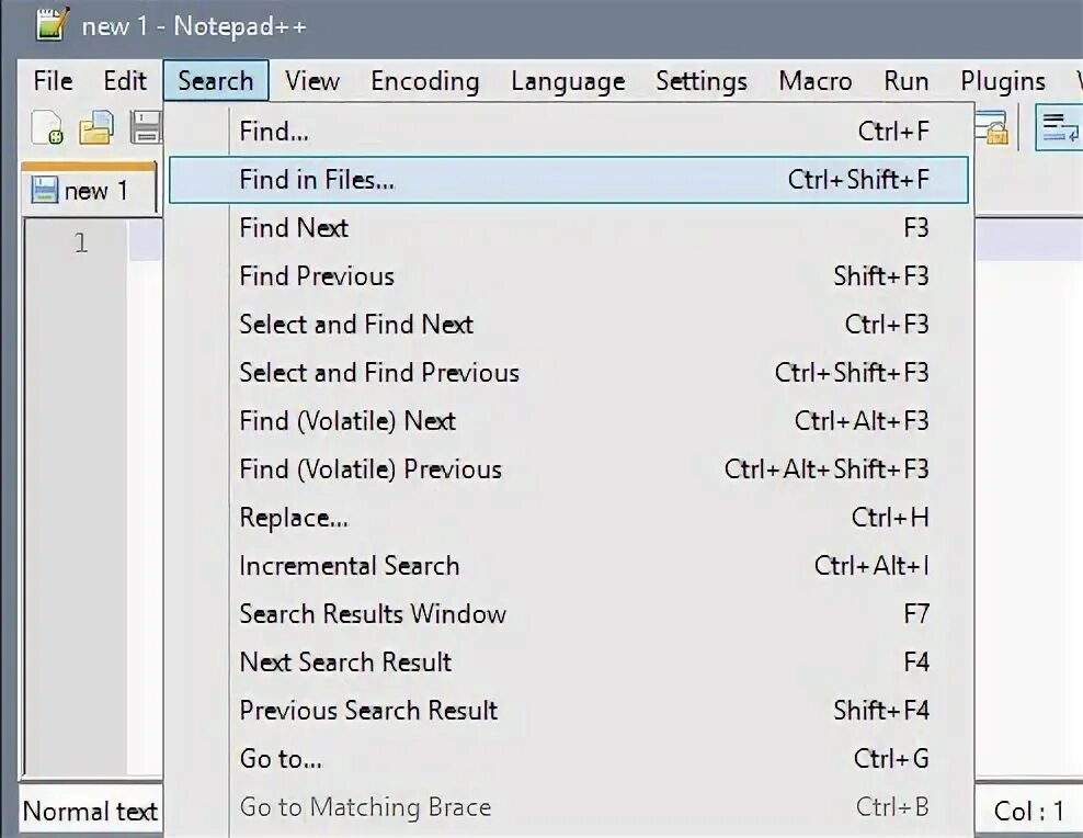 Fail folder. Folder find text. Shift+alt Notepad. Text.find.