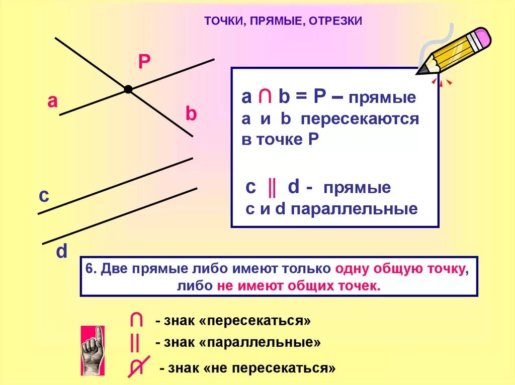 Знак пересечения прямой и отрезка. Значок пересечения прямых. Как обозначается пересечение прямых. Как обозначается пересечение в геометрии.