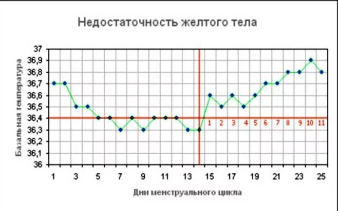 Температура во втором цикле. График базальной температуры при недостаточности лютеиновой фазы. График БТ при недостаточности желтого тела. Недостаточность желтого тела базальная температура. Базальная температура в 1 фазе цикла.