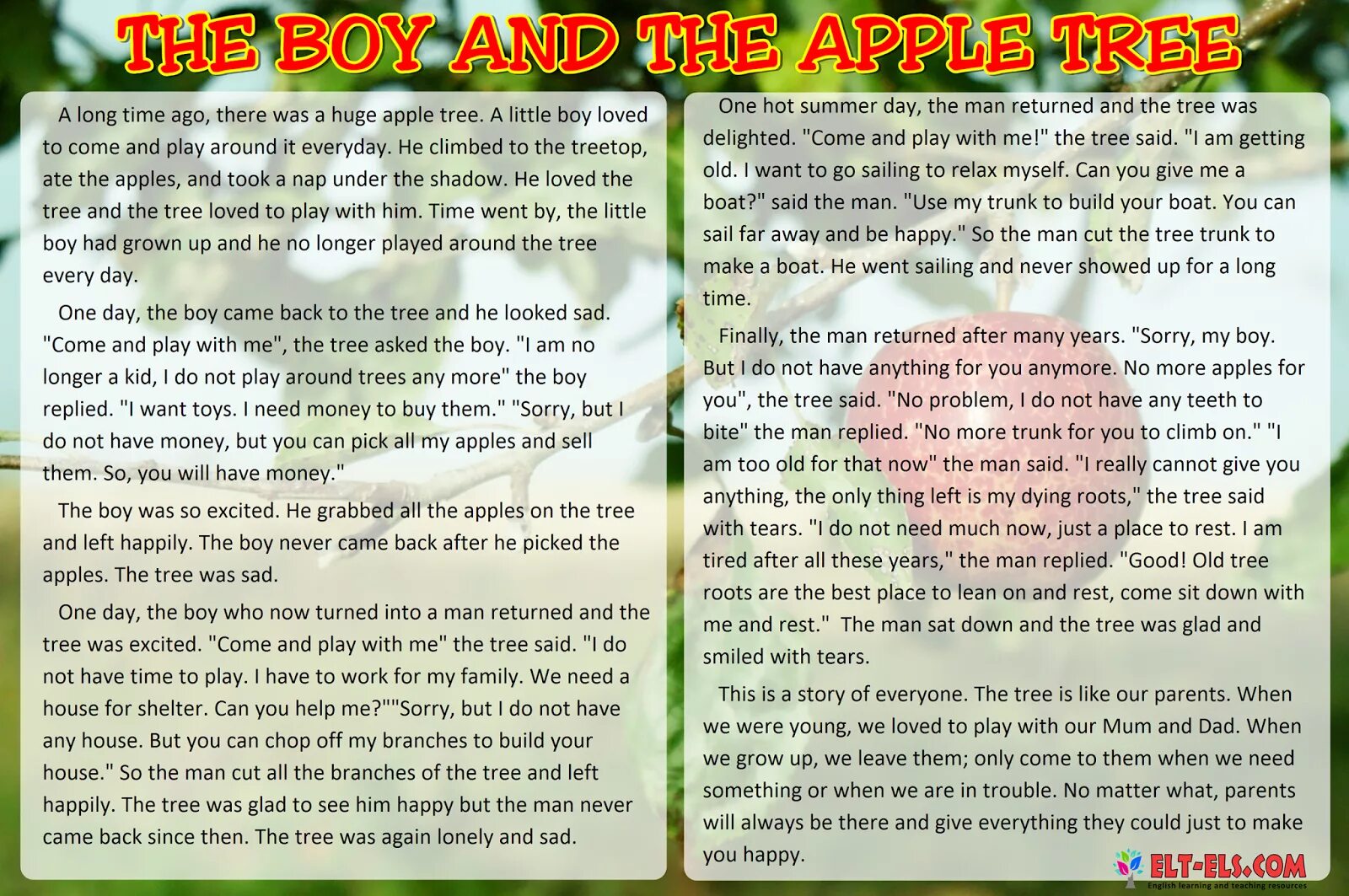 The Chicken and the Apple Tree ответы. The best time for Apples текст. The boy and the Apple Tree. The boy and the Apple Tree story.