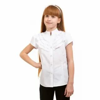 Рубашка для девочки с коротким рукавом белая