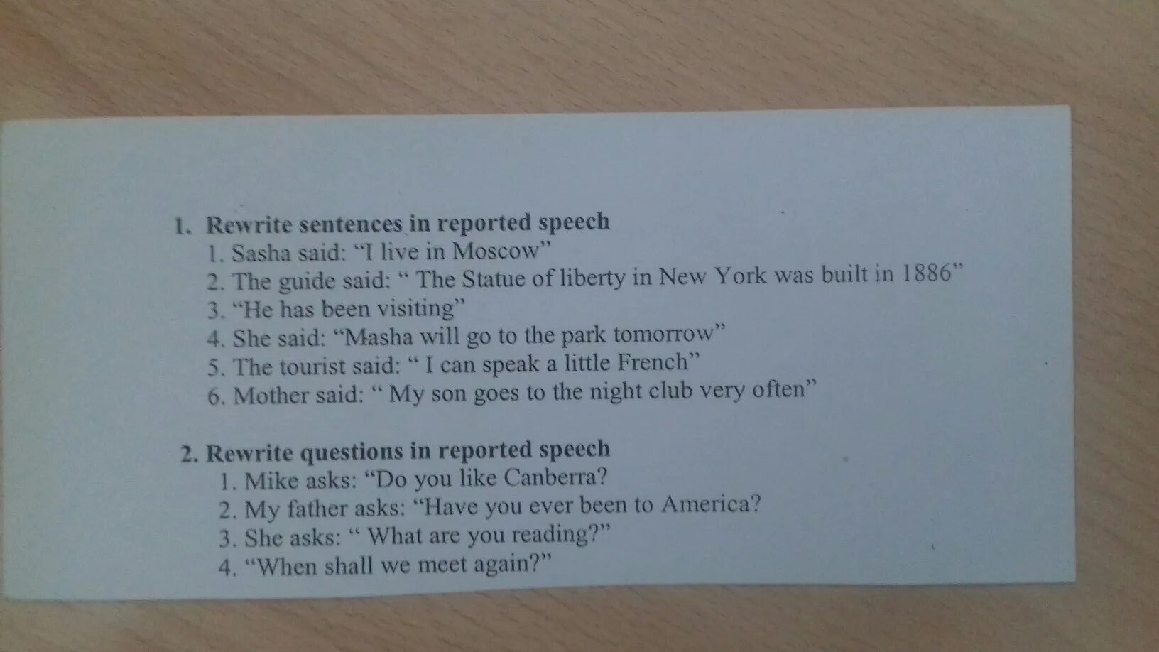 Sentence s in reported speech. Rewrite the sentences. Rewrite the sentences in reported Speech. Report the sentences. Rewrite the sentences in reported Speech she said.