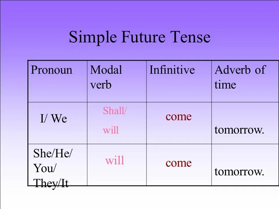 Future simple tense to be