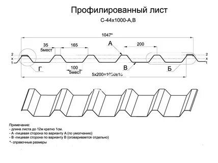 Вес профилированного оцинкованного листа