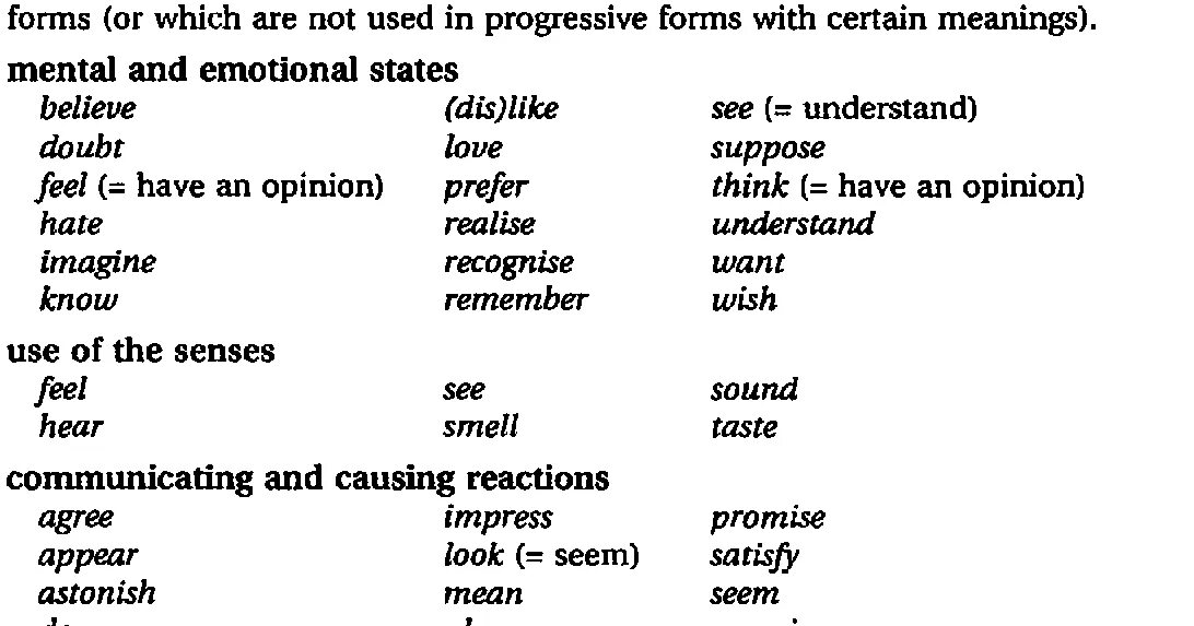 Non continuous verbs