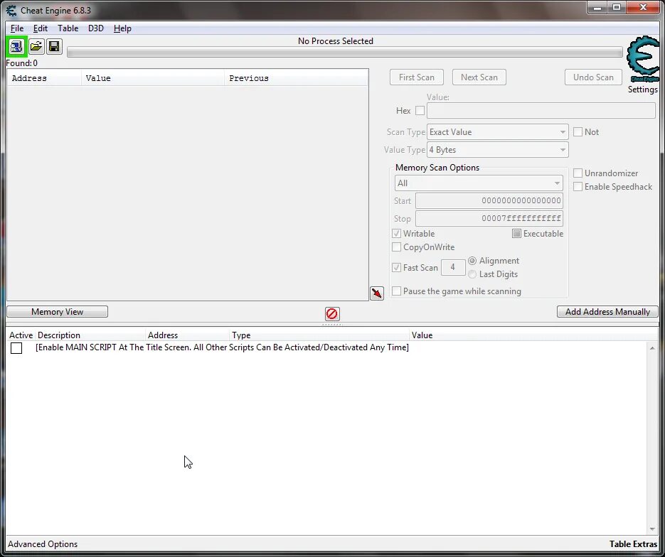 Select third. Таблица для cheat engine 7.1. cheat engine процесс. select a process to open в cheat engine. advanced options cheat engine.