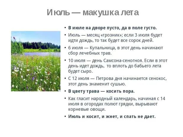 Стихотворение июль макушка лета 7 класс