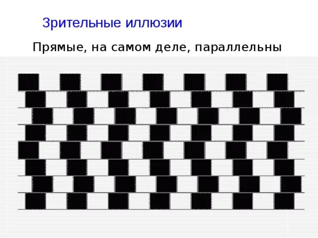 Зрительные иллюзии прямые. Зрительные искажения иллюзии. Оптическая иллюзия с параллельными прямыми. Оптическая иллюзия параллельные линии. Обман 9 букв