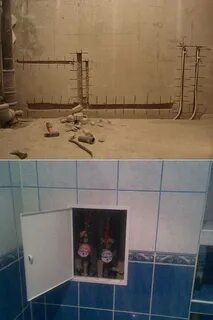 Трубы в ванной и плитка