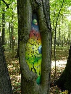 Деревья раскрашены яркими красками