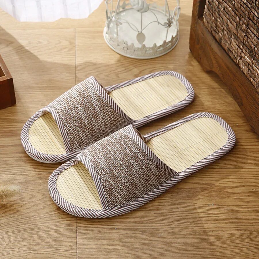 Шлепанцы женские, из бамбукового ротанга, удобные, 2022 AliExpress