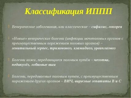 Виды инфекций передаваемые половым путем