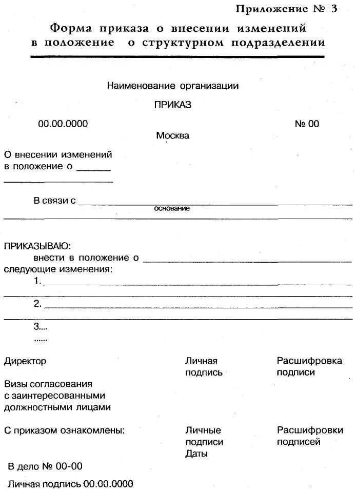 Форма приказов и образцы