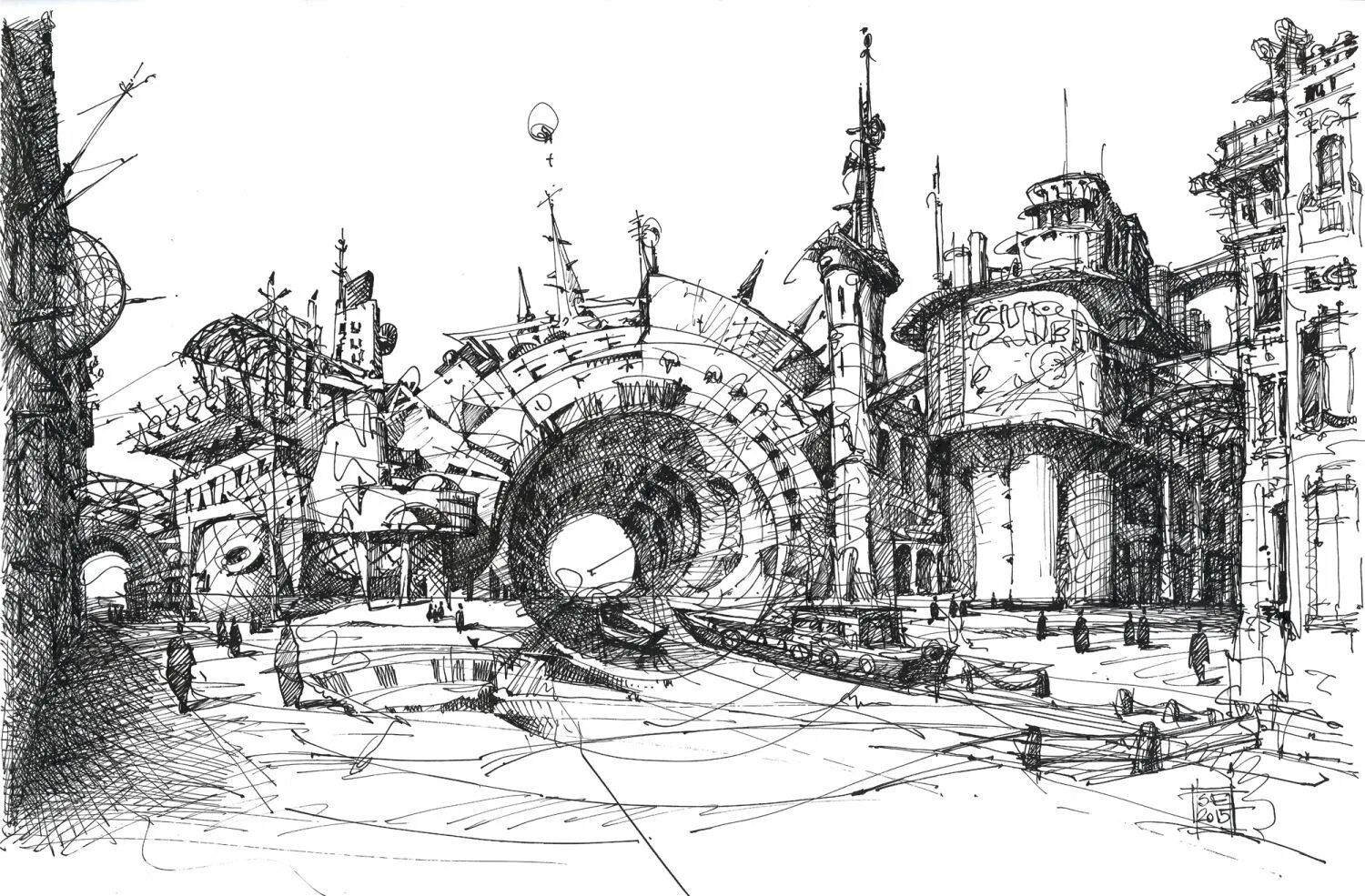 Архитектурная композиция. Город перспектива графика. Фантазийная зарисовка города будущего. Город будущего график работы. Яков чернихов архитектура будущего.