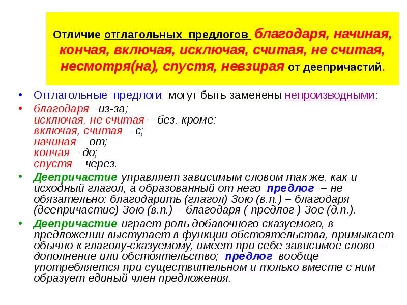 Несмотря на различие. Отглагольные предлоги. Предложение с предлогом включая. Предложение с предлогом благодаря. Предложение с предлогом исключая.