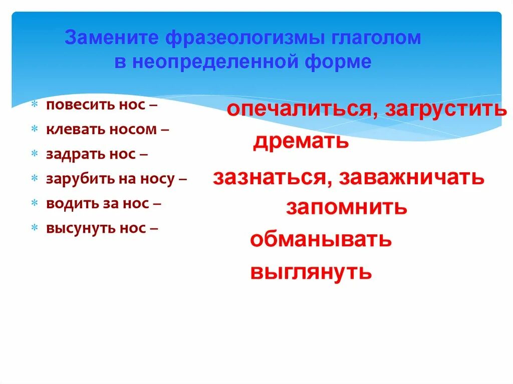 Повесить нос глагол. Фразеологизмы с глаголами. Заменить фразеологизмы глаголами. Глагольные фразеологизмы. Замени фразеологизм глаголом в неопределенной форме.