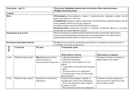 Таблица морфологического разбора