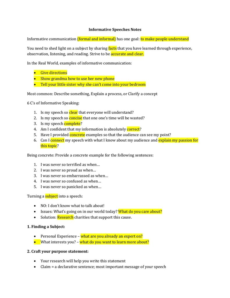Speaking notes. Informative speech. what is informative speech?. informative speech examples. informative public speaking.