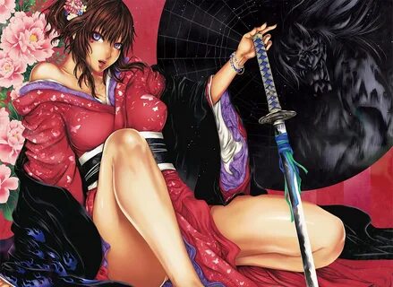 Sexy Anime Female Samurai Background.