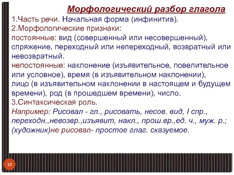 Морфологический разбор глагола в повелительном наклонении. Морфологический разбор инфинитива. Морфологический разбор глагола изъявительного наклонения. Морфологический разбор глагола наклонение