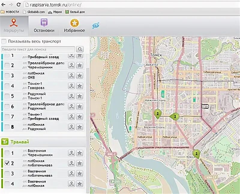 Карты томск транспорт