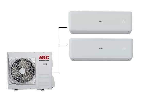 Сплит система в 2 комнаты. Igc rak-x09nh. igc ram2-x14unh. сплит система igc rak 18nh. rak-x07nh (внутренний блок).