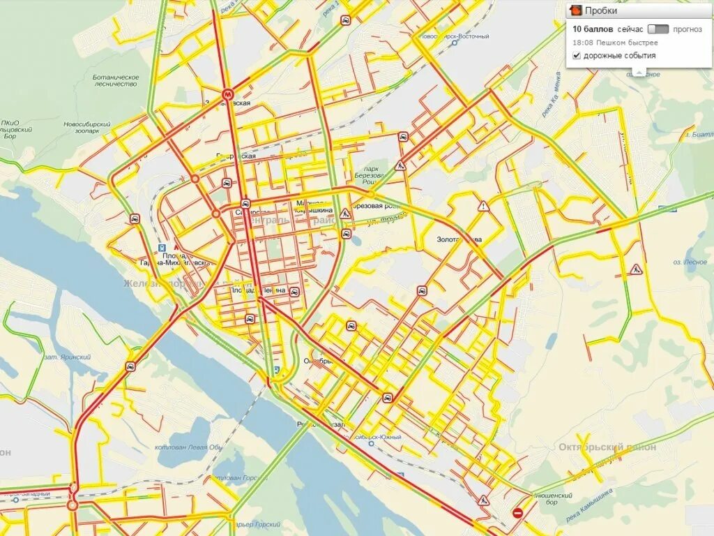 Карта пробок Новосибирска. Пробки новосибирск левый берег