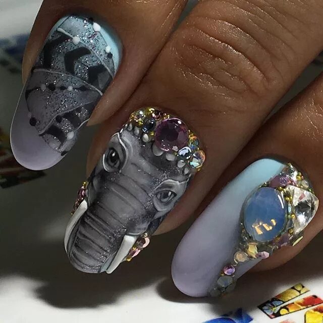 Pin by Polina G on Маникюр Aqua nails, Rhinestone nails, Gorgeous nails