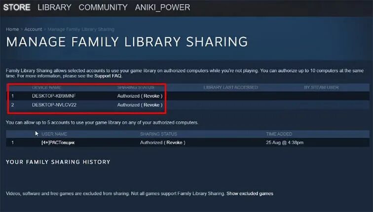 Family library sharing игры